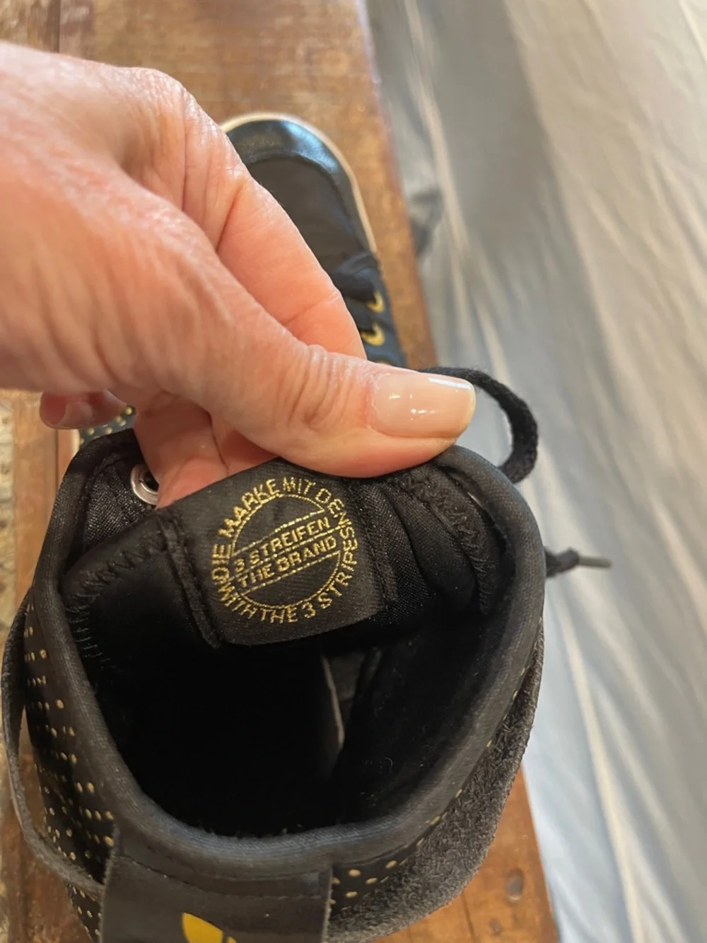adidas Black High-Top Sneakers with Gold Hardware - Picture 7 of 11